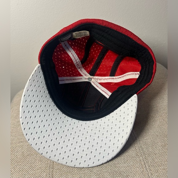 Vintage Nike 7 Panel Hat Cap Red & White Mesh Size L/XL Nike Air Mini Swoosh Y2K - Picture 6 of 9